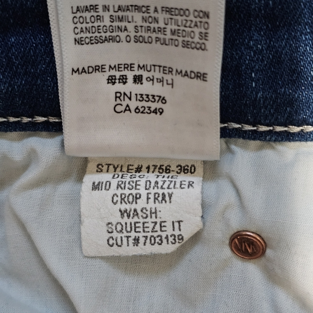 MOTHER The Mid Rise Dazzler Crop Fray ' Squeeze It ' Women's Jeans Size 26 - Picture 11 of 12